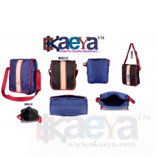 OkaeYa Polyester Casual Sling/Messenger Bag (Black and blue)